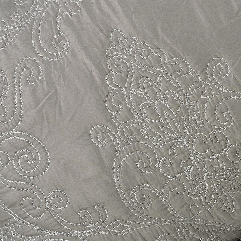 Home Soft Things Damask 4 Piece Bedspread Set, Scalloped Edge Reversible Coverlet Comforter Prewashed Bedding Set, Matelasse Embossed Floral Solid Pattern,Ash Gray Oversize King(120" x 120") - Image 5